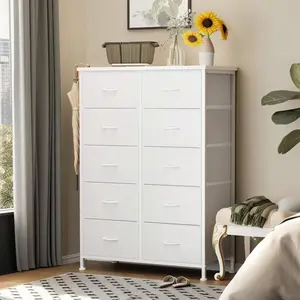 Tall Black Dresser For   10 Drawers, Chest Of Drawers, Dressers  Furniture, Storage Organizer Unit  Fabric Bins For Closet, Hallway, Living Room, Entryway bedroom Wall Shelf Charging