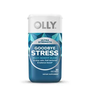 OLLY Ultra Strength Goodbye Stress Softgels, GABA, Ashwagandha, L-Theanine and Lemon Balm, Stress Relief Supplement - 60 Count Healthcare Natural Edible Pack Fitness Dietary