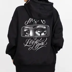 Never and Look Art Chicano Clothing Lowrider Chicana Art Gangster Cholo Outfit Fabric Menswear Casual Streetwear Hoodie Unisex Loose Fit