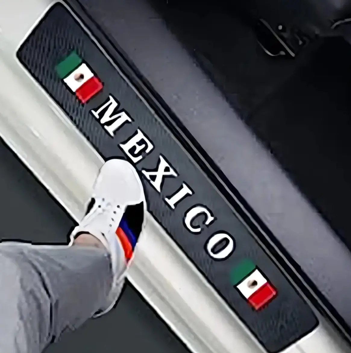 4 Packs Mexican Flag Carbon Fiber Car Door Sill Protector Decoration Entry Guard Scraper Film For Car, Truck, SUV Front/Rear Door