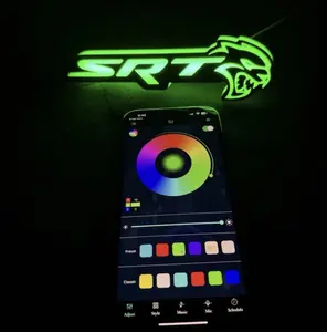 SRT Hellcat LED Grille Badge ( RGB Flow-Series ) Premium Frosted Acrylic Finish, Dual Controlled
