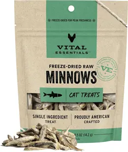 Vital Essentials Minnows Cat Treats, 0.5 oz | Freeze Dried Raw | Single Ingredient | Grain Free, Gluten Free, Filler Free