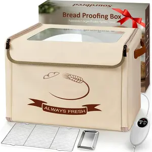 Folding Bread Proofing Box, Dough Proofer 68-104?F Temp Control 1-48H Timer, Sourdough Starter Warmer with Metal Rack, Foldable Proofing Basket for Baking Pizza Yogurt Soften Butter Choc