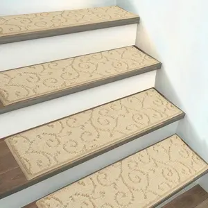 HEBE Carpet Stair Treads Non Slip 15 PCS 8" X 30" Edging Stair Runner for Wooden Steps Indoor Self Stair Rugs Runners Reusable Staircase Step Treads Mat for Kids,Elders,Pets