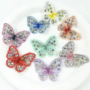zsbszc 10pcs New butterfly  patch colors diamond applique blue green red abrhinestone patch sew on dancedress cloth acces ZA12