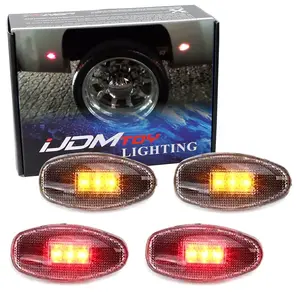 iJDMTOY LED Fender Bed Side Marker Lights Set For GMC Sierra Dually Chevrolet Silverado 2500 3500 HD Dual Wheeler Trucks (2 x Amber, 2 x Red) (Clear Lens)