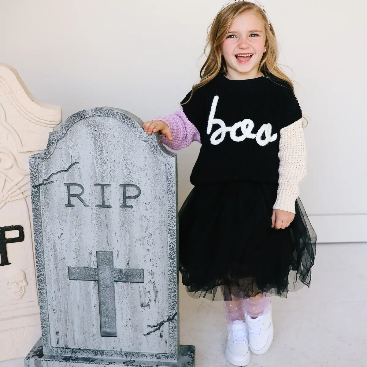 Spooky Hand Embroidered Sweater - Pastel Boo