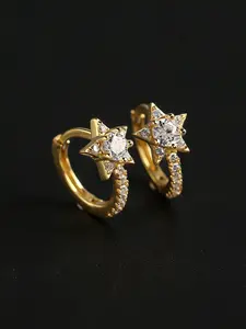 Fashion Star Earrings Rhinestone Decor - Stackable Hoop Earrings for Women & Man, Delicate Jewelry Perfect for Engagement Weddings, Daily Wear Mother's Day Gift Bohemian Style Rhinestone Decorated Bling