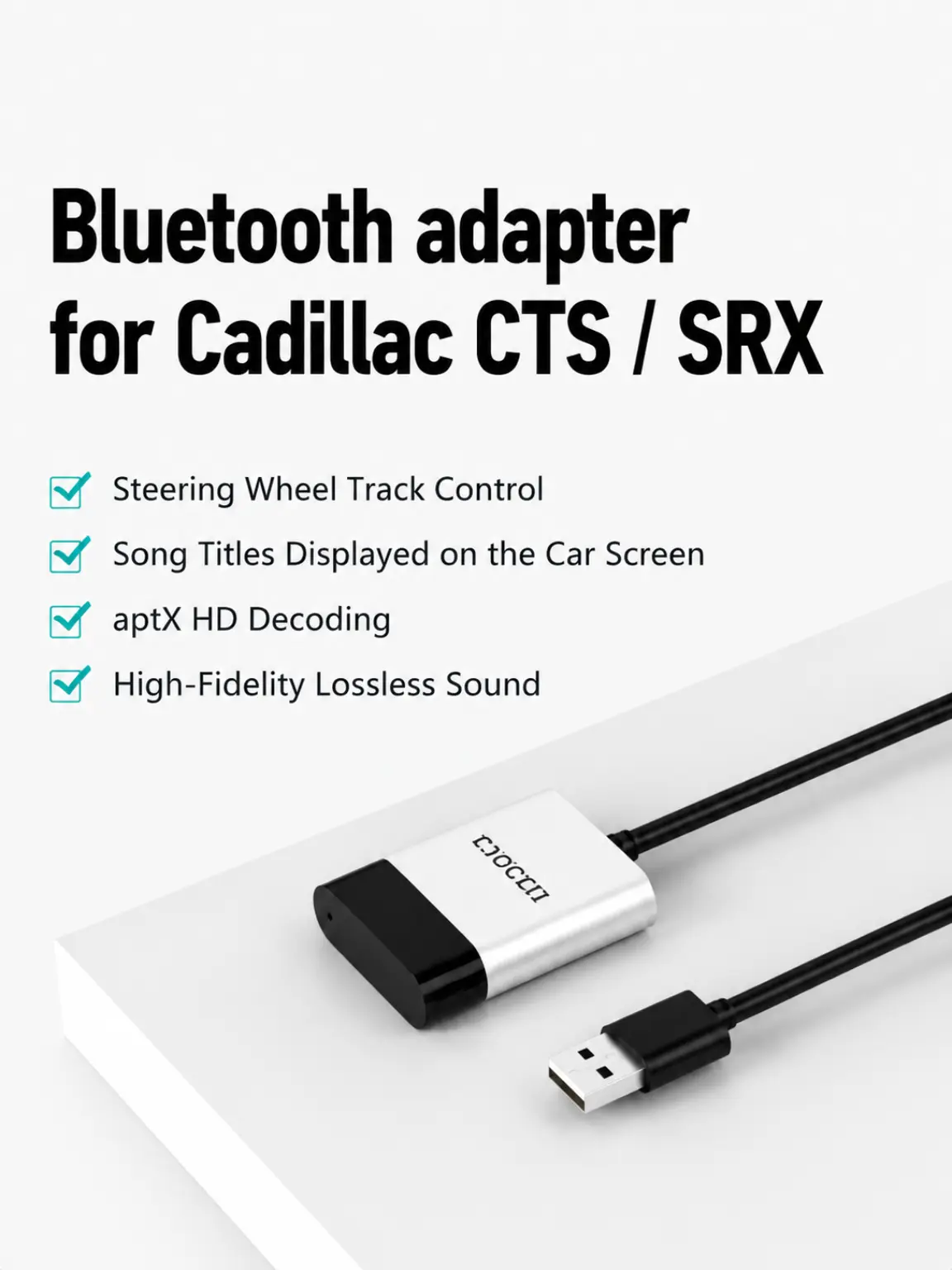 CHOOCL Car Bluetooth Adapter for Cadillac CTS/SRX,High-Resolution Audio Bluetooth Receiver,High-Resolution Audio Bluetooth Receiver iPod Music Sourse