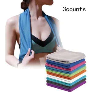 Cooling Towel, 3 Counts Soft Breathable Chilly Towel, Stay Cool Towel for Yoga, Sport, Gym, Workout, Camping, Fitness, Running, Workout