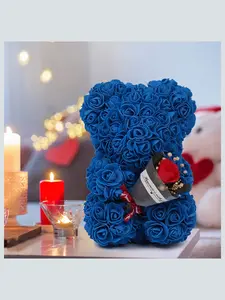 24cm Handmade Eternal Rose Teddy Bear Necklace Gift Box for Valentine's Day, Ideal Couple's Gift for Anniversary, Birthday, Halloween and Christmas