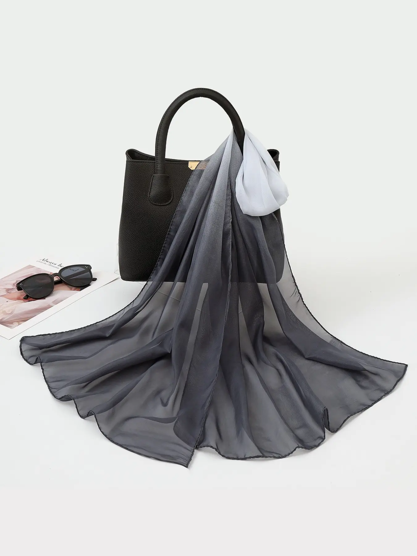 Women's Chiffon Scarf Fashion Casual Butterfly Branch Pattern Long Shawl Multi-Functional Elegant Simple Vintage Style