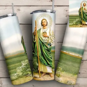San Judas Tadeo Tumbler - Religious Drinkware with Sturdy Build, Spacious Capacity & Beautiful Design for Hot and Cold Beverages - Mug, Flasks, Water Bottles, Portable, Bottled