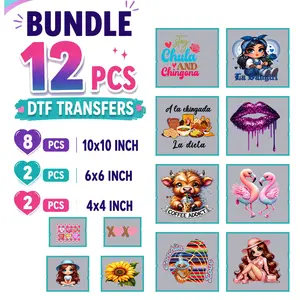 12 PCS DTF Transfer Bundle | Mixed Designs |