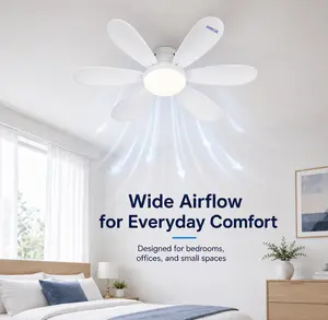 MREGB Socket Fan Light 2-in-1 LED Ceiling Fan with Lights Screw in E27 Base Small White Cooling Fan 6 Blades for Bedroom Closet Bathroom Garage Easy Installation No Wiring Required Energy Saving Renter Friendly Summer Upgrade summervibes