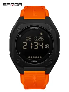 SANDA 6303 Outdoor Sports Fashion Electronic Watches for Man Calendar Luminous Waterproof Silicone Strap Men Sportive Digital Wristwatch, Waterproof Multifunctional Watch, Waterproof Watch with Luminous & Alarm & Calendar Function, with Box