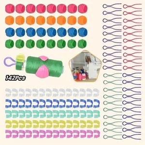 142 Pcs Bobbin Thread Organizing Clips, 70 Bobbin Holders Clips Color Thread Clips Holder, 32 Silicone Holder, 40 Bobbin Thread Holders for Quilting Sewing Machine Spool Organizing