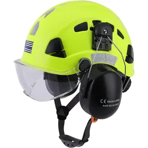 3-in-1 Hard Hat with Visor and Ear Muffs, Vented Adjustable Head Cover for Men Women DIY Gardening Farming Outdoor Work