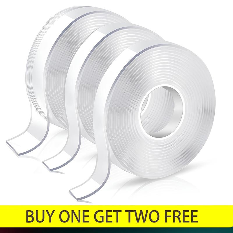 Nano Double-Sided Heavy Duty Tape – 9.8ft Removable Clear Mounting Tape for Wall, Carpet, Rug & DIY – Strong, Washable, Traceless Adhesive - Buy One Get Two Free