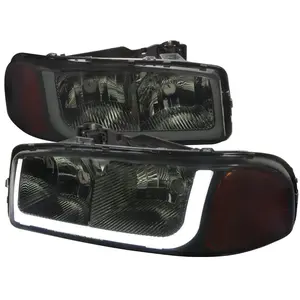 1999-2006 GMC Sierra/ 2000-2006 Yukon/Yukon XL LED Tube Factory Style Headlights (Chrome Housing/Smoked Lens)