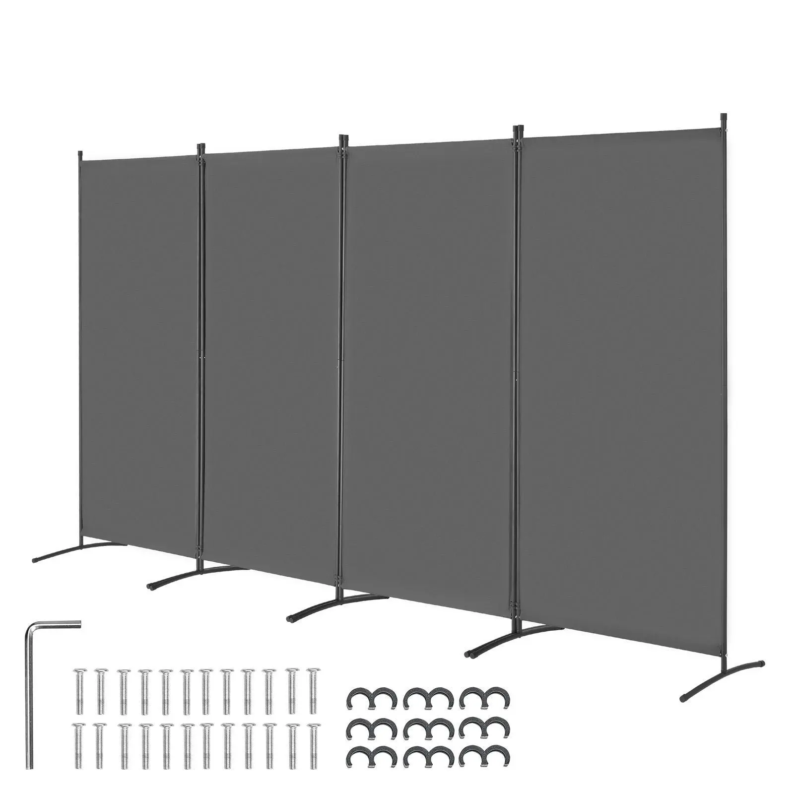 VEVOR Room Divider,  4 Panels Room Divider, Folding Privacy Screen and Portable Partition Divider for Room Separation, Freestanding Room Partitions for Office, Bedroom, Study, Grey#BackToSchool