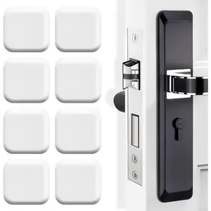 8 Pack Door Stoppers Wall Protector  Door Bumper Self-Adhesive Doors Handle Silencer Knob Guard Wall Shield Soft Rubber Crash Pad for  Office School (Square White)