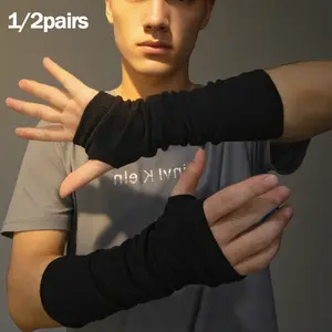 Dark Style Knitted Texture Arm Warmers for Men & Women, Gender Neutral, Harajuku Fashion Accessories, Trendy Art Event Wear, Role-Playing Costume Sleeves