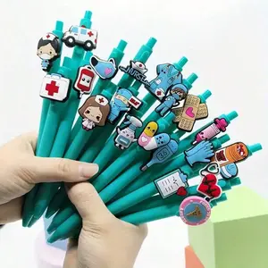 Hot Selling Creative Medical Cartoon Soft Gel Push Button Nurse Pen, Funny Teacher Pens, Student Office Stationery Supplies Ballpoint Pen, Cute Writing Tool, Unique Pens, Funny Work Pens