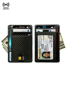 Slim RFID Credit Card Holders Wallet Men Business ID Bank Card Holder Thin Minimalist Male Smart Wallets for Men, PU Leather, Photo Slot,