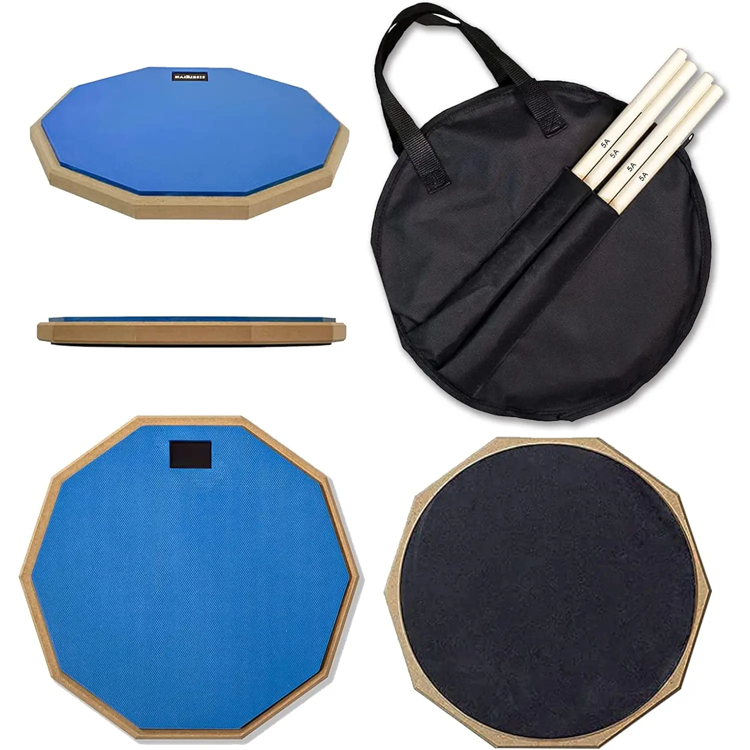 Snare Drum Practice Pad,12-Inch Practice Drum Pad,Double Sided Silent Drum Pad and Sticks,Drum Pads Carry Bag