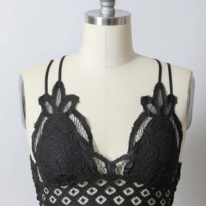 Padded Crochet Lace Longline Bralette