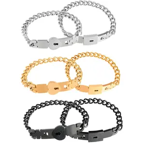 Couple Heart Lock Set with Key Bracelet, 2 Piece Love Lock Jewelry Gift, Romantic Couple Accessories, Perfect Valentine's Day Present