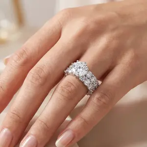 9Ct Diamond Eternity Engagement Ring Set White, Yellow, or Rose Gold Lab Grown