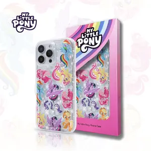 Official My Little Pony Phone Case, Cartoon Girl Heart Rainbow Design, Protective Transparent Cover for Samsung Galaxy & Apple iPhone Series Accessories