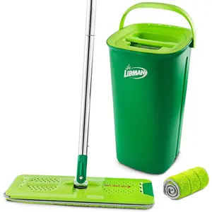 Rinse 'n Wring Mop and Bucket System | Microfiber Floor Mop | Hardwood Floor Cleaner | Wet & Dry Mop | Clean & Dirty Water Chambers | Power Blades | 2 Total Microfiber Pads,Green