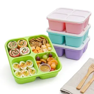 4 pc Multi-Color Meal Prep Containers  Stackable Snack Boxes for Work & Gym | Reusable Food Storage ( Purple, Grass Green, Pink, Green)