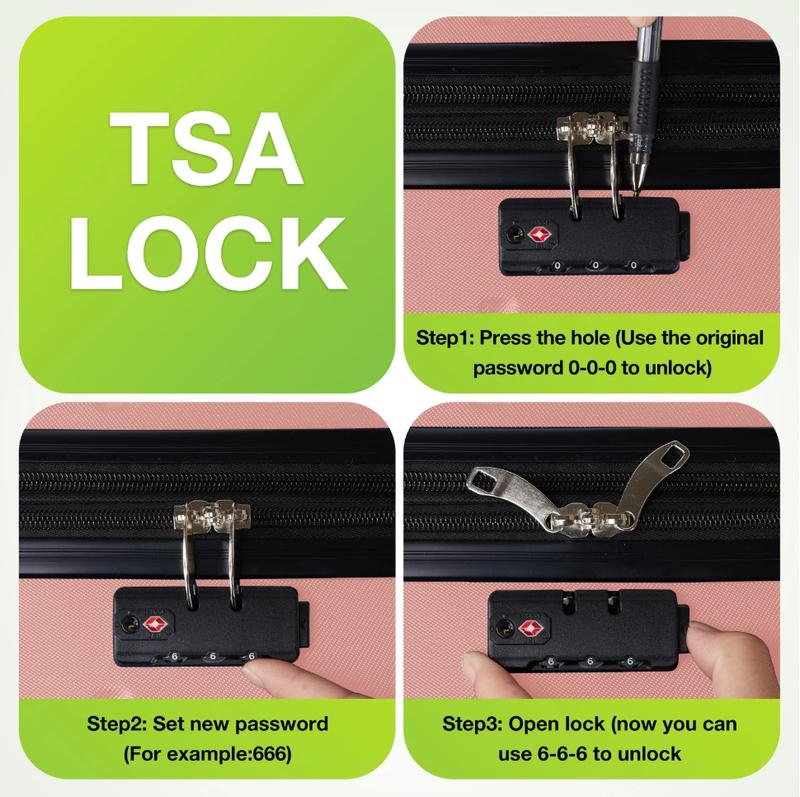 Set of 3 Hardside Luggage, Expandable Rolling Luggage with TSA Lock and Spinner Wheels, Pink