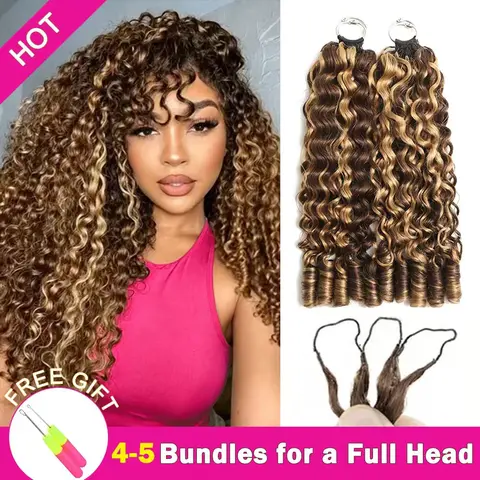 【New Color】Asakiss Highlight Burmese Curly Crochet Human Hair P4/27 Honey Blonde 99J Burgundy #4 Chocolate Brown Crochet Hair for Miracle Knots Feather Crochet Hair Pre-Separated 50g/Pack 40 Strands/Pack 4-5 Packs for Full Head Summer Hairstyles