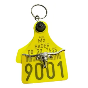 Cattle Tag Keychain Arete de Vaca Llavero con Concho