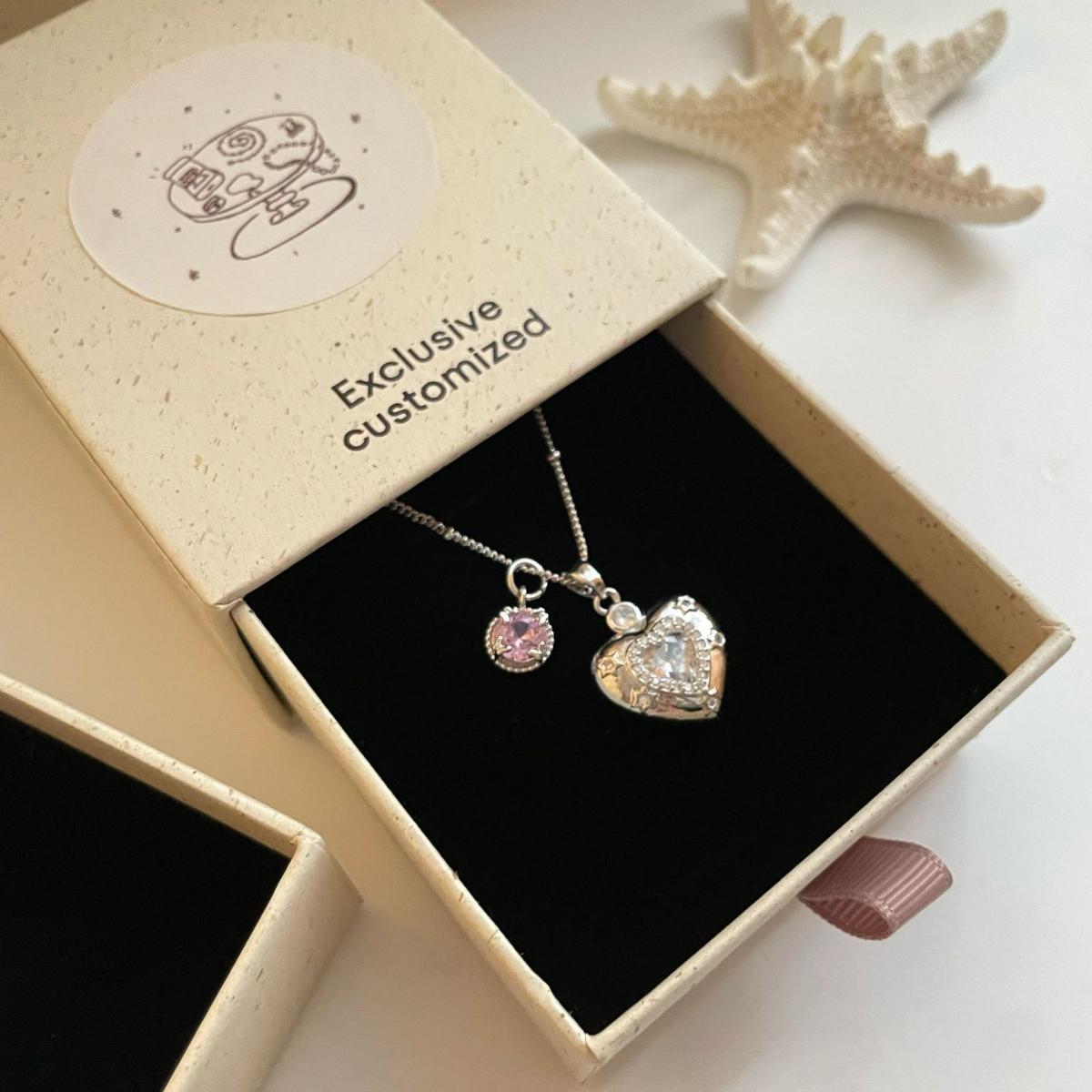 Cute Puffy Heart Sparkle Pendant Necklace, Dainty Pink Charm Detail, Elegant Feminine Statement Jewelry, Stackable Everyday Accessory, Perfect Gift for Fashion Lovers
