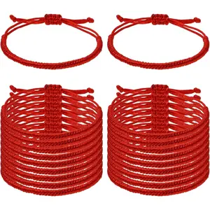 Red String Bracelets 6/20Pcs Adjustable Braided Good Luck Cord Bracelet Strap for Men Women Protection Success Friendship Graduation Birthday Lovers