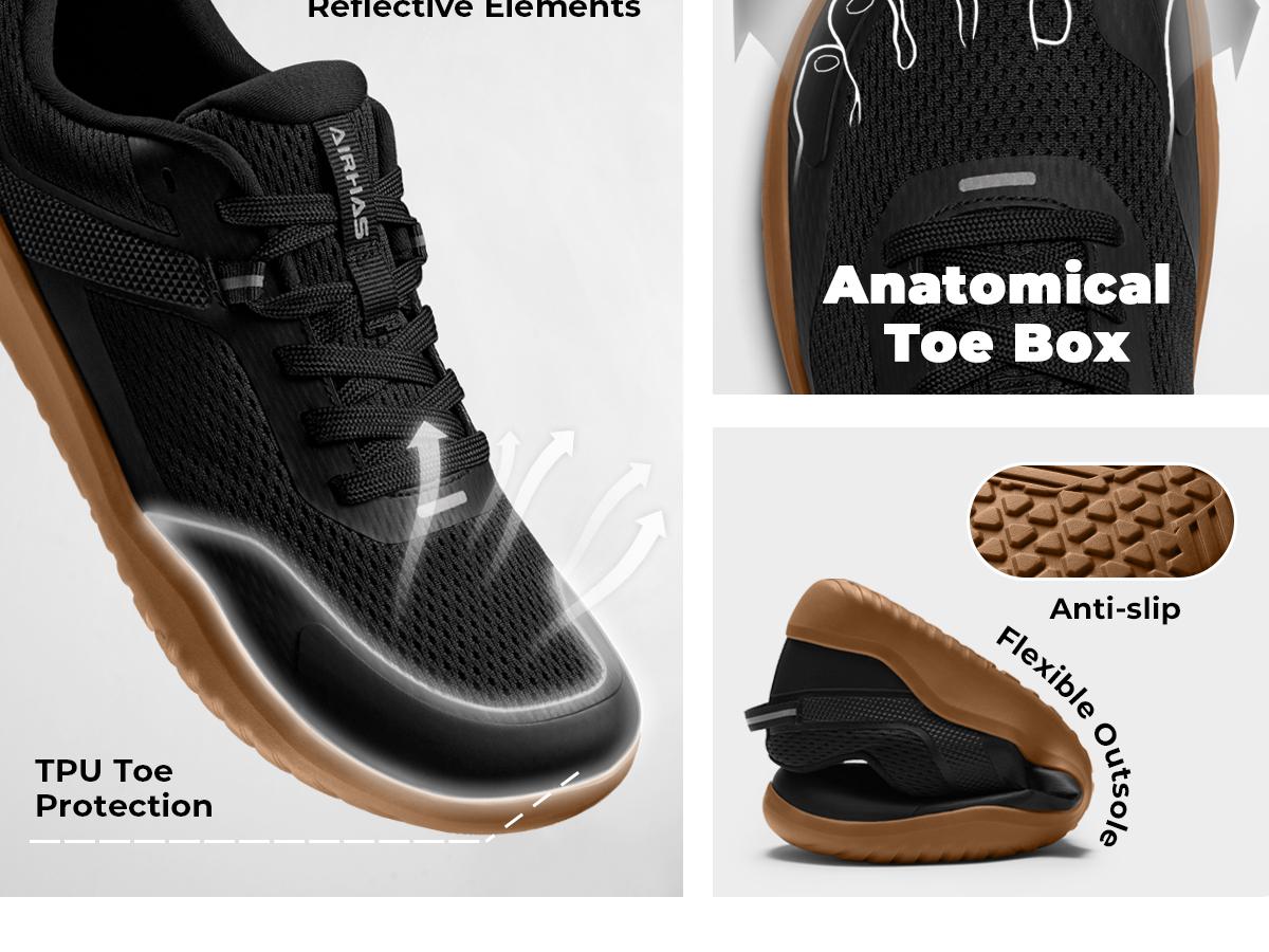 AIRHAS Men’s Zero-Drop Barefoot Trail Running Shoes with Anatomical Toe Cap — Gym & Cross-Training Sneakers