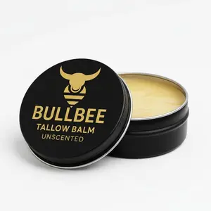 BULLBEE Grass-Fed Beef Tallow Balm with Beeswax & Jojoba Oil – Chemical-Free Face & Body Moisturizer for Dry, Cracked & Sensitive Skin | USA-made 2oz / 4oz