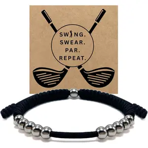 Golf Stainless Steel 10 Bead Score Counter Bracelet, Golf Stroke Count Bracelet, Resizable Easy Adjust Golf Round Scoring , Durable Stylish Golf Accessory