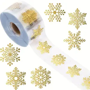Transparent Christmas Snowflake Sealing Sticker Packs, 500 Pieces Per Roll, Non-Adhesive Decorative Gift Packaging Labels