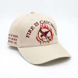 Hunger Games Embroidered Washed Hat - Fire is catching and if we burn you burn with us Embroidered Cap Merch - Casual Wear Washable Material Versatile for Everyday Use -  Horror Game Gifts