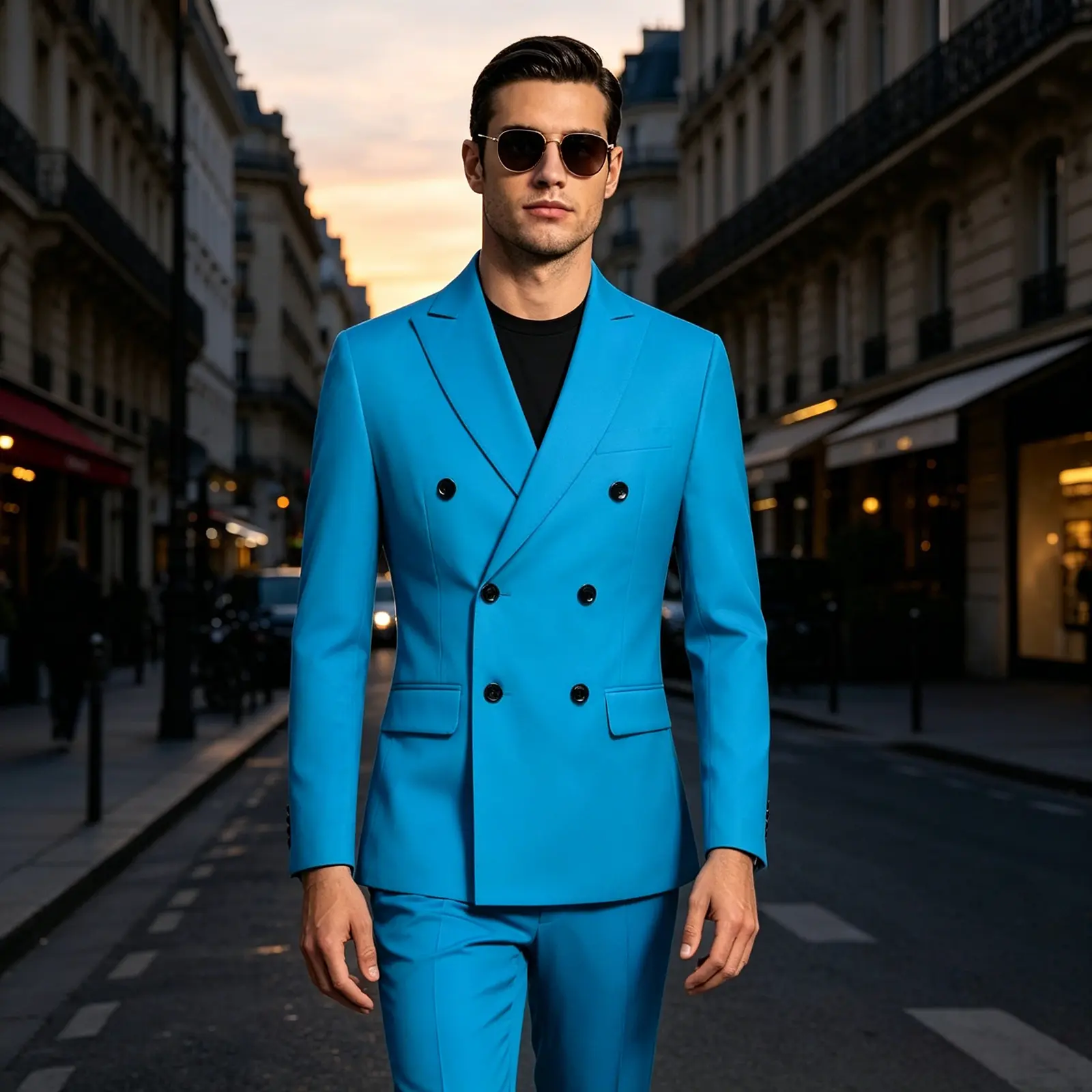 How To Slay A Blue Suit! Men's Double-Breasted 2-Piece Set, Slim Fit Blazer & Trousers for Men