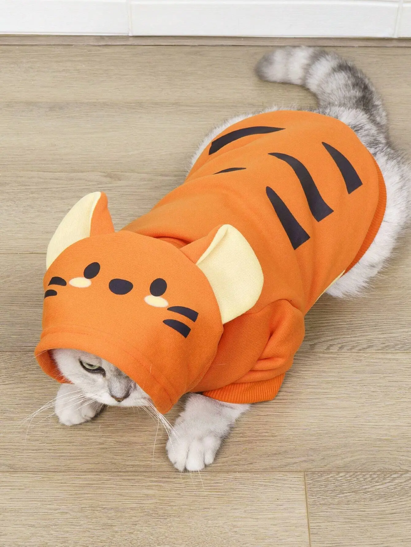 AESS x PETSIN Pet Dog Cat Hoodie Tiger Style Cosplay Hooded Sweatshirt Warm Winter Animal Costume Cute Puppy Kitten Clothes Halloween Pet Outfit