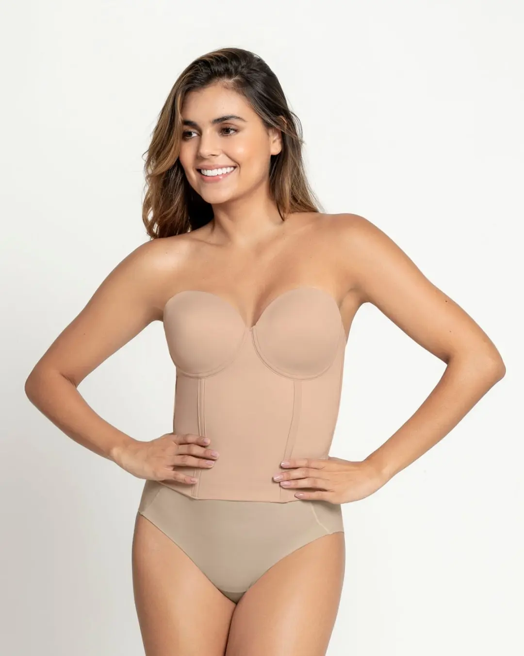 Women's Leonisa Wired Longline Strapless Bustier Bra - Adjustable Detachable Shoulder Straps, Shiny Polyamide Blend Elastane Fabric, Total Sculpting Coverage, Anti-Slip Grip, Ideal for Bridal, Party, Line Dry Only, Style, Anti Pull Strapless Bras