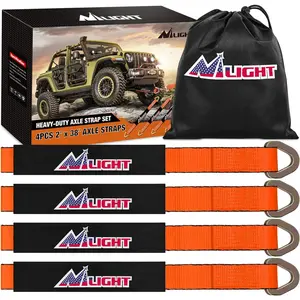 Nilight 4PCS 2"x 38" Axle Tie Down Straps with Protective Sleeve D-Ring for Securing Car Transport Lab Tested 11,127lbs Break Strength Used for Car Engine Hoist, Truck, Trailer, UTV Tension Rope Suspension Rope